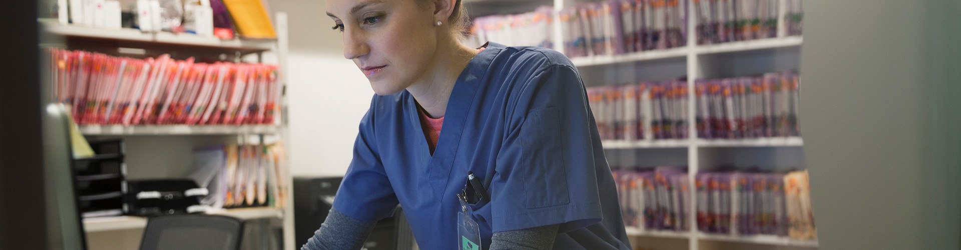 Nurse using a computer