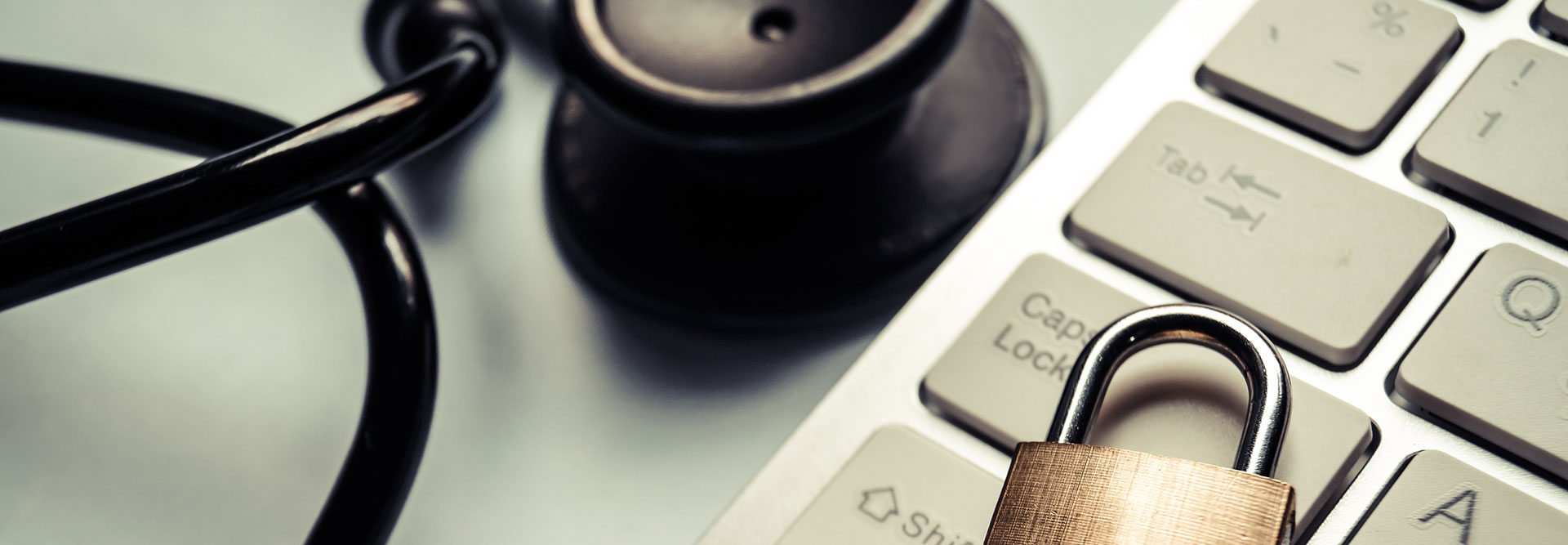 Lock on keyboard with stethoscope